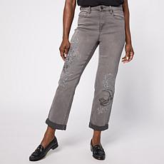 DG2 by Diane Gilman New Classic Stretch Embroidered Girlfriend Jean
