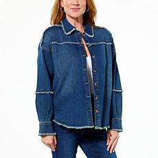 DG2 by Diane Gilman New Classic Stretch Fray Fringe Jacket