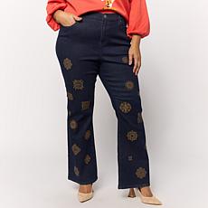 DG2 by Diane Gilman New Classic Stretch Medallion Flare Jean