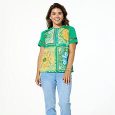 DG2 by Diane Gilman Printed Mixed Media Top