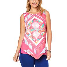 DG2 by Diane Gilman Printed Scarf Front Easy Tank