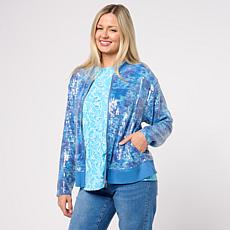 DG2 by Diane Gilman Printed Sequin Bomber Jacket