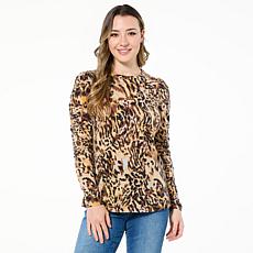 DG2 by Diane Gilman Ruched Sleeve Sweater Knit Top