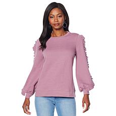 DG2 by Diane Gilman Ruffle Bishop-Sleeve Sweatshirt