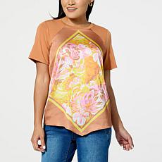 DG2 by Diane Gilman Scarf Print Raglan Tee