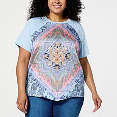 DG2 by Diane Gilman Scarf Print Raglan Tee