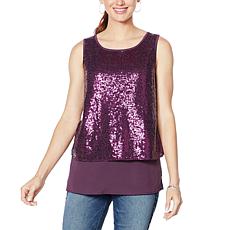 DG2 by Diane Gilman Sequined Easy Tank