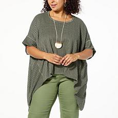 DG2 by Diane Gilman Side Drape Seersucker Knit Top