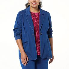 DG2 by Diane Gilman Super Stretch Knit Denim Blazer