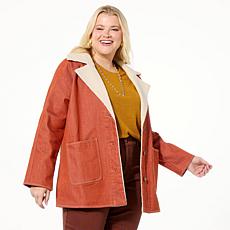 DG2 by Diane Gilman Vintage-Style Denim Sherpa Coat