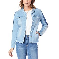 DG2 by Diane Gilman Virtual Stretch Pieced Trim Denim Jacket