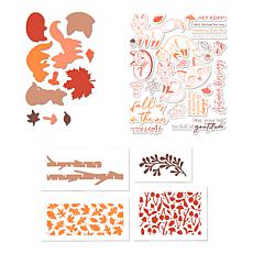 Diamond Press Foxy Fall Stamp, Die and Stencil Kit