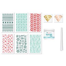 Diamond Press Happy Holidays Clear Texture Paste & Set of 6 Stencils