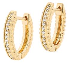 Doris Panos Sterling Silver Pegasus CZ Huggie Hoop Earrings