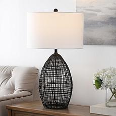 Edren 30" Black Aluminum Rattan Table Lamp