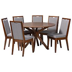 Eira 7-Piece Wood Dining Set with Plush Upholstered Chairs
