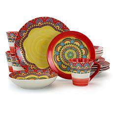 Elama Zen Red Mozaik 16-piece Stoneware Dinnerware Set