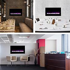 Electric Fireplace - Wall Mounted LED Fire and Ice Flame With Remot...