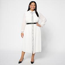 Elle Get the Look Contrast Trim Pleated Dress