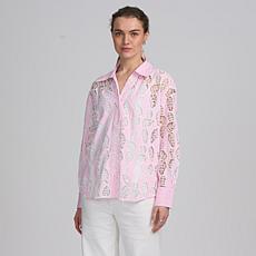Elle Live Get the Look Striped Lace Shirt