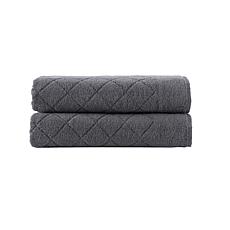 Hastings Home 2-Piece White/Black Cotton Quick Dry Bath Towel Set