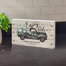 Enjoy The Ride Personalized White Wood Block Sign