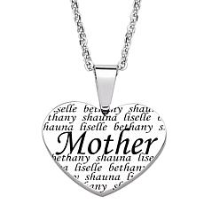 Everscribe Mother Engraved Family Names Heart Necklace