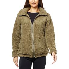 EZ by Nina Leonard Faux Sherpa Zip-Front Jacket
