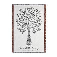 Family Tree Personalized Fringe Throw Blanket