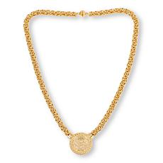 Fiorenza Jewelry Sterling Silver Reversible Fleur-de-lis Coin Necklace