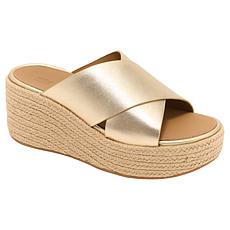 FitFlop Platform Espadrille Leather Wedge Cross Slides