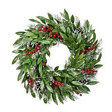 Fraser Hill Farm 25-In. Mixed Leaf Wreath Door or Wall Hanging with...