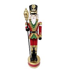 Fraser Hill Farm 3.3-ft. Resin Nutcracker Statue with Scepter, Whit...