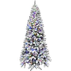 Fraser Hill Farm 7.5' Flocked Silverton Fir Tree w/ Multi-Color Lights