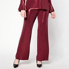 G by Giuliana 24K Shine Knit Pull-On Wide-Leg Flare Pant