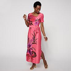 G by Giuliana Black Label Silky Knit Maxi w/Tie Belt
