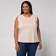 G by Giuliana Cotton Modal Sleeveless Top with Eyelet Trim
