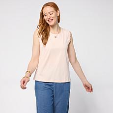 G by Giuliana Cotton Modal Sleeveless Top with Eyelet Trim