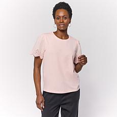 G by Giuliana Cotton Modal Top with Eyelet Sleeve
