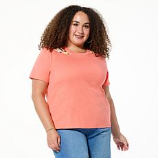 G by Giuliana Embellished Cotton-Blend Knit Tee