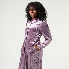 G by Giuliana Knit Velvet Peplum Shirt