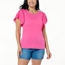 G by Giuliana Mixed Media Drama Sleeve Top