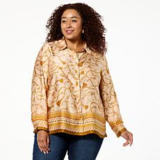 G by Giuliana Printed Woven Button-Front Blouse