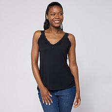 G by Giuliana Solid Knit Tank Top with Lace Trim