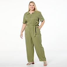 G by Giuliana Woven Tencel Wide Leg Jumpsuit