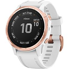 Garmin Fenix 6S Pro GPS Watch in Rose Gold Tone with White Band