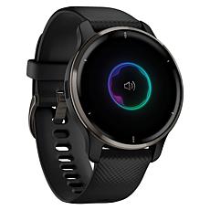 Garmin Venu 2 Plus with Silicone Band - Black Case with Slate Bezel