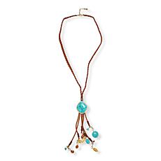 GEMHUES Multi Gem Leather Statement Necklace