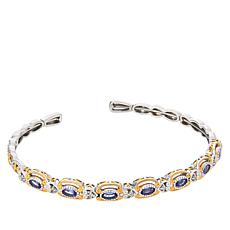 Gems by Michael Tanzanite and White Zircon Flexible Cuff Bracelet