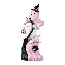 Glitzhome 13''H Pink Halloween Polyresin Stacked Ghost Table Decor